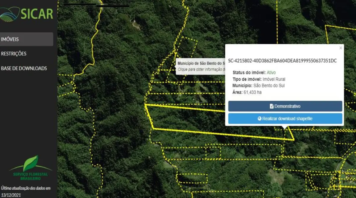 LOTE 002 - Área rural de Mata Fechada, com 614.300,00 m², na Estrada Rio Natal (Humboldt), São Bento do Sul - SC
