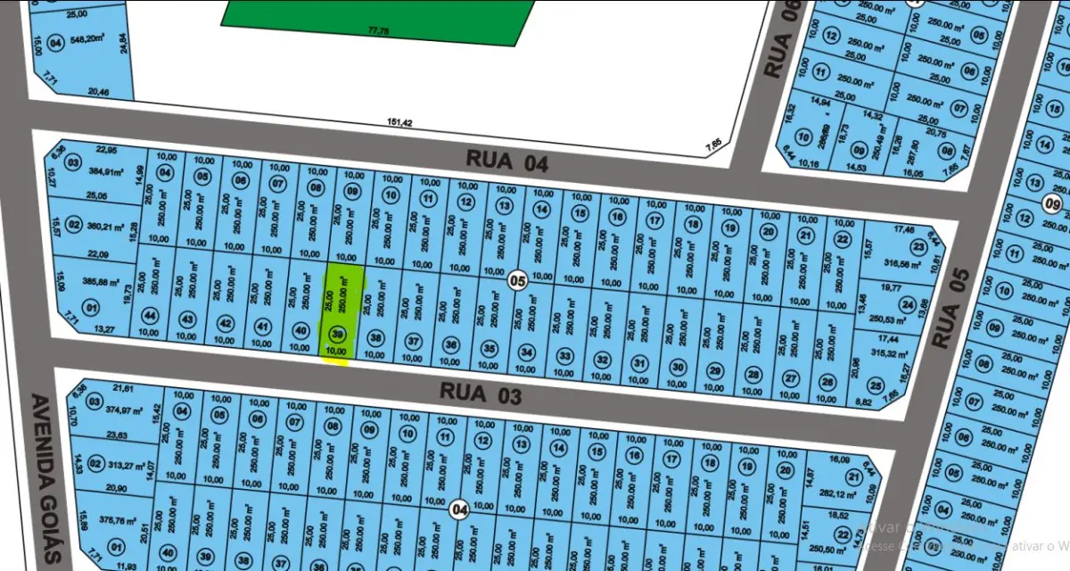 LOTE 009 - Terreno de 250m², RUA 03, s/n, Lote n°39 da Qd 05, no loteamento Residencial Benedito Cabral em Itaguari/GO