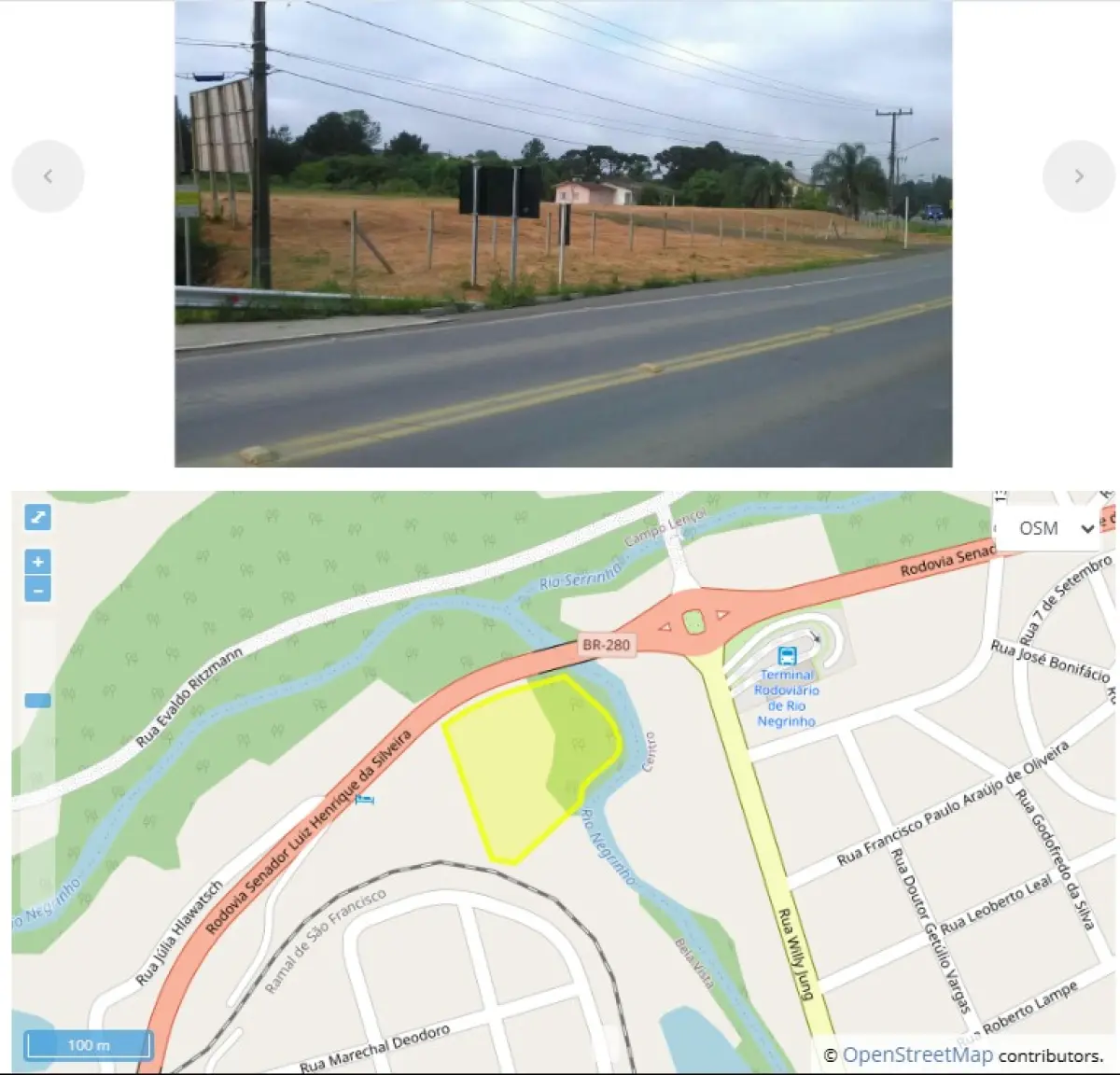 LOTE 002 - Terreno 15.582,69 m², na Rodovia BR-280, S/N, Bairro Bela Vista, em Rio Negrinho/ SC.
