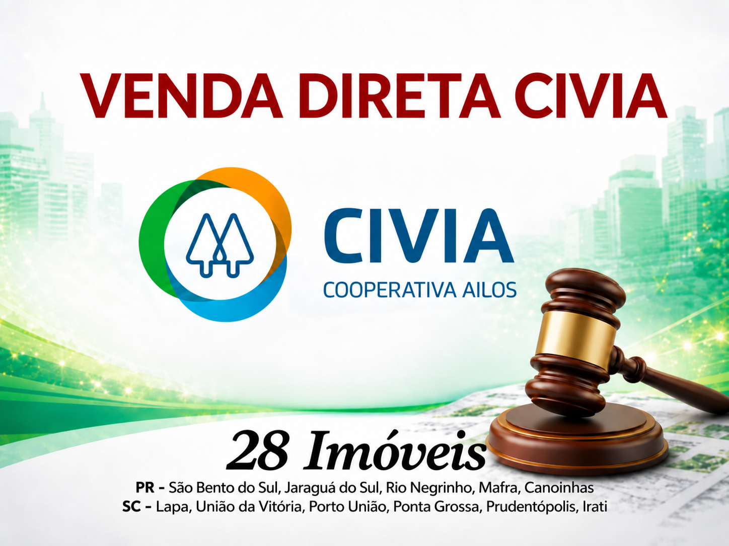 Venda direta Civia- Imóveis na Região de Santa Catarina e Paraná.
